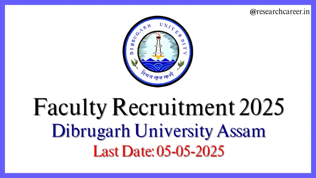 Faculty Recruitment 2025 Dibrugarh University Assam